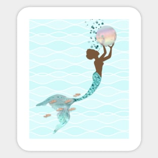 Beautiful Black Mermaid And Pearl Sticker